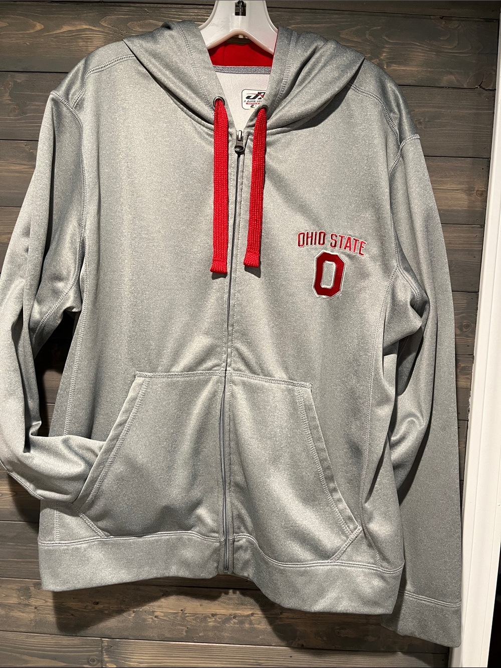 Ohio State Gray Zip Hoodie with Red Accents L